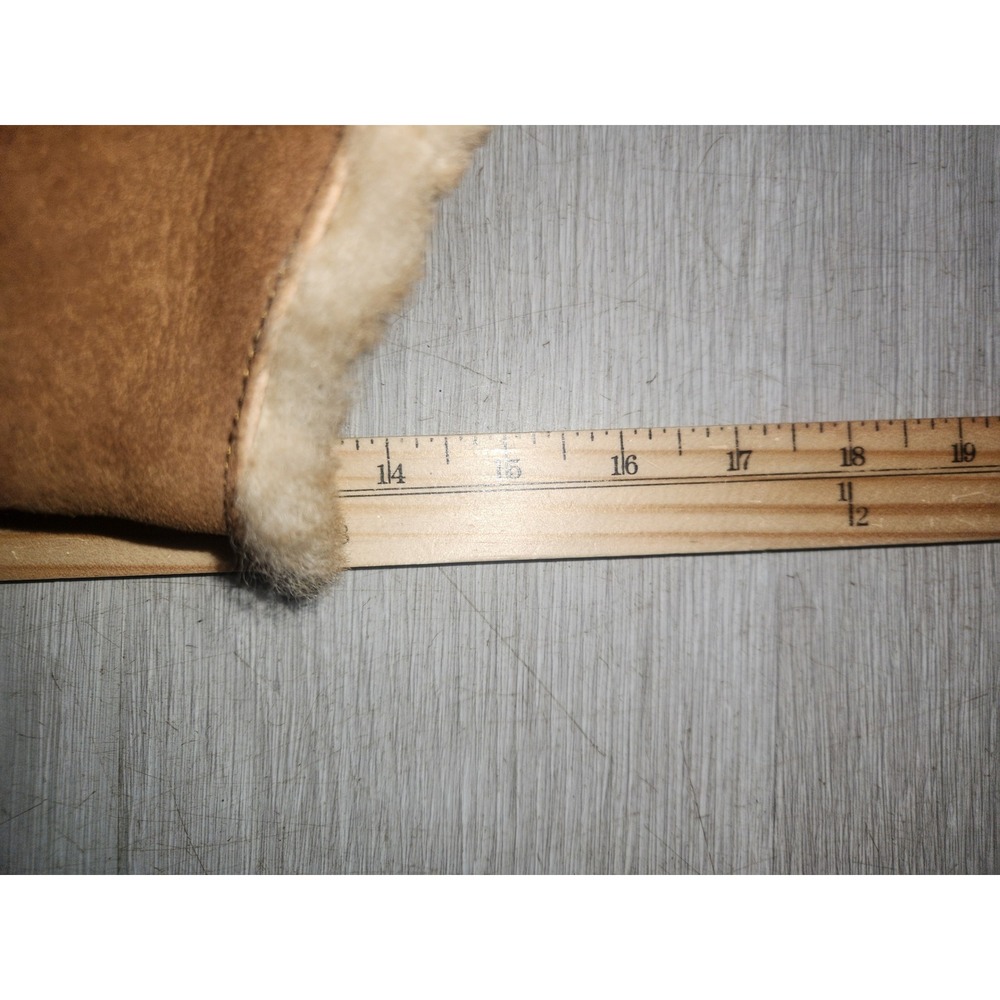 Born W5197 H6 Women Tan Leather Shearling Trim Mid-Calf Wedge Boots Size 8/39 - Picture 5 of 8